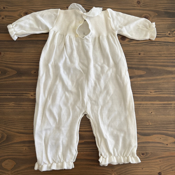 Baby A.Sanchis White Knit Floral Bodysuit 6–9 Months Heirloom Style - Picture 6 of 8